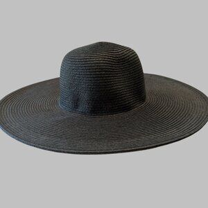 J. Crew Black Floppy Straw Hat